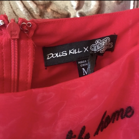 Dolls Kill no place like home red oganza nice dress NWOT med - Picture 4 of 9